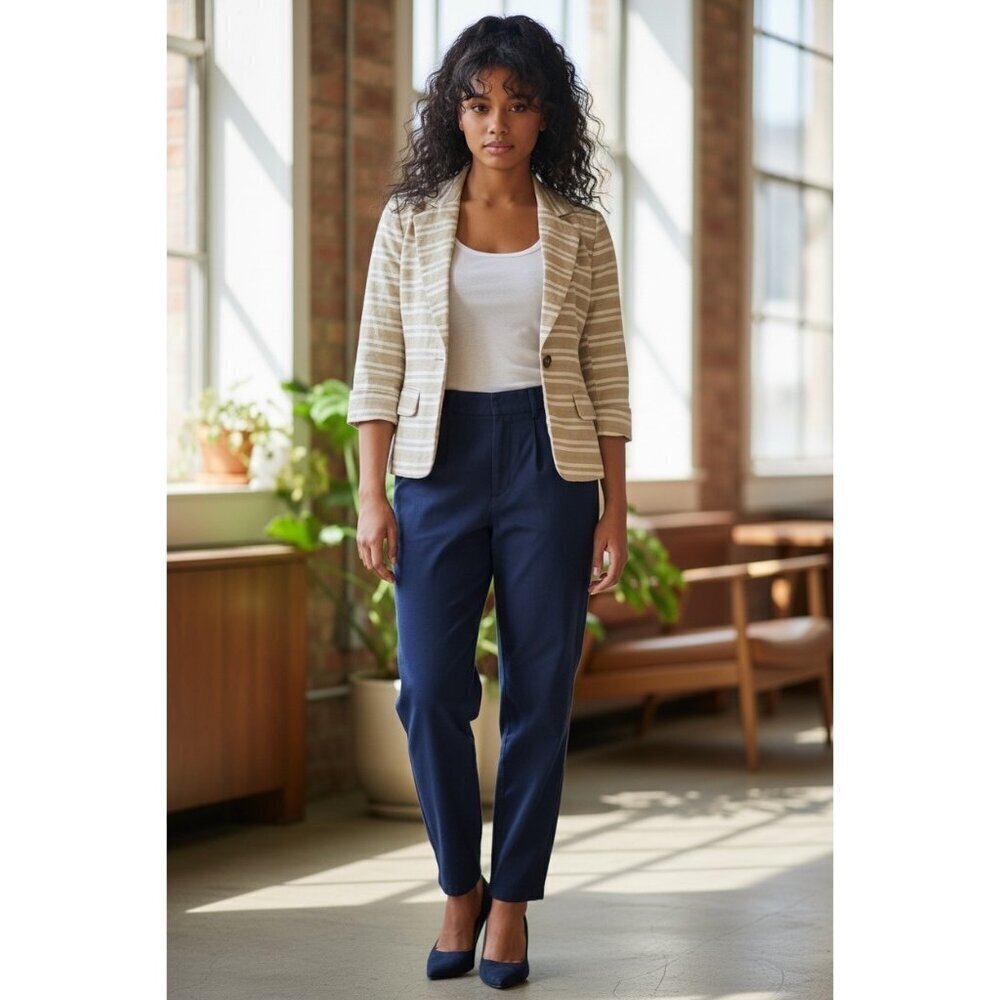 Jones New York Women's Tan & White Casual Short Blazer